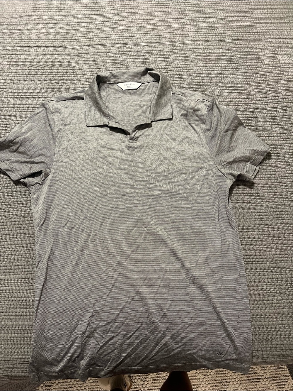 Calvin Klein Gray Men's Polo Shirt - Lightweight Casual Tee